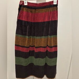 Vtg Crazy Horse Black Striped Multicolor Corduroy Skirt Sz 11/12